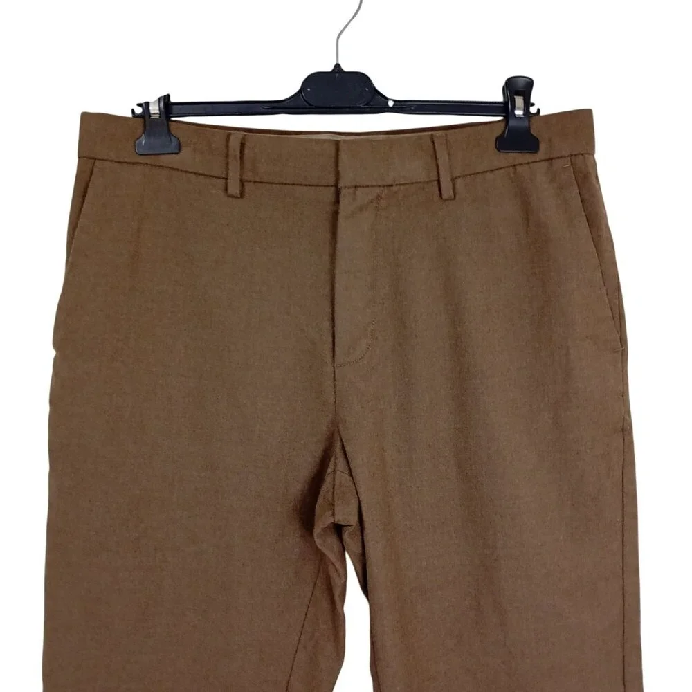 Banana Republic Dress Pants 100% Wool Mens Tapered Fit Brown Size 33x32